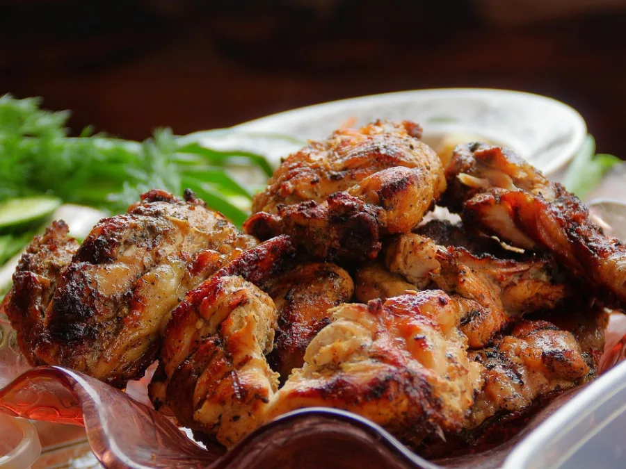 alt="Grilled dakdari (chicken thigh) for Korean BBQ"
