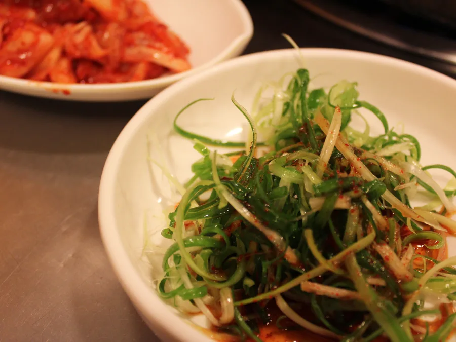 alt="Korean green onion salad (pa muchim)"
